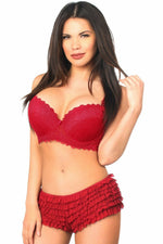 Wine Ruffle Panty w/Bow-Daisy Corsets