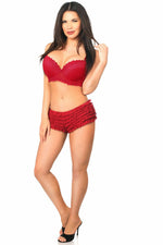 Wine Ruffle Panty w/Bow-Daisy Corsets