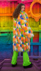 Unisex Faux Fur Mid-Length Coat - Festival Wear - Unspoken Fashion