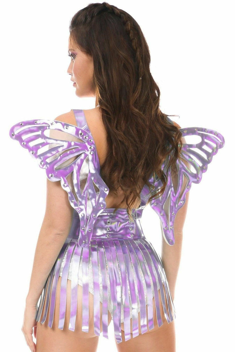 Lavender Holo Large Butterfly Wing Body Harness-Daisy Corsets