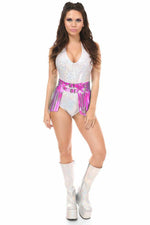 Fuchsia Hologram Fringe Mini Skirt-Daisy Corsets