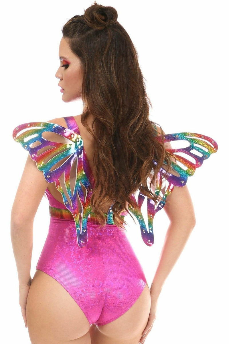 Rainbow Glitter PVC Large Butterfly Wing Body Harness-Daisy Corsets