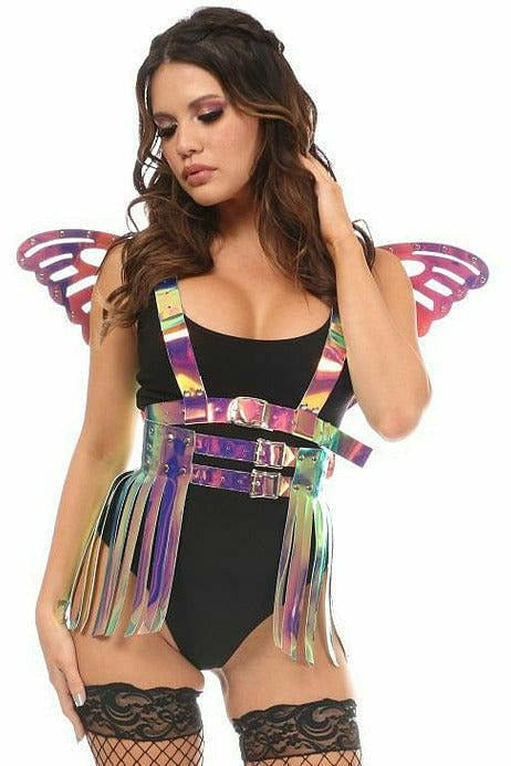 Rainbow Gold Holo Large Butterfly Wing Body Harness-Daisy Corsets