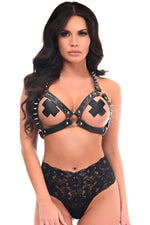 Black & Silver Spikes Body Harness-Daisy Corsets