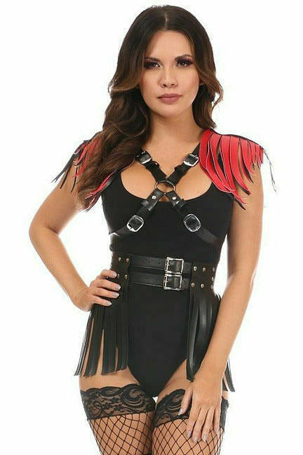 Vegan Leather Body Harness w/Fringe-Daisy Corsets