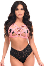 BOXED Lt Pink Stretchy Body Harness w/Silver Hardware-Daisy Corsets