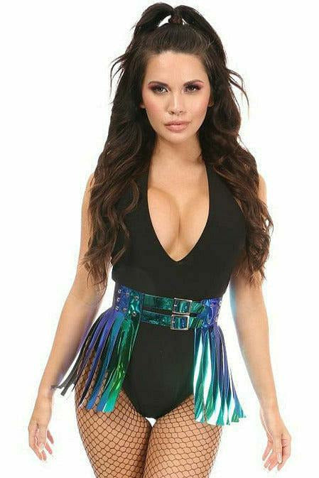 Teal/Blue Holo Fringe Skirt-Daisy Corsets