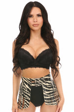 Zebra Print Faux Leather Fringe Skirt-Daisy Corsets