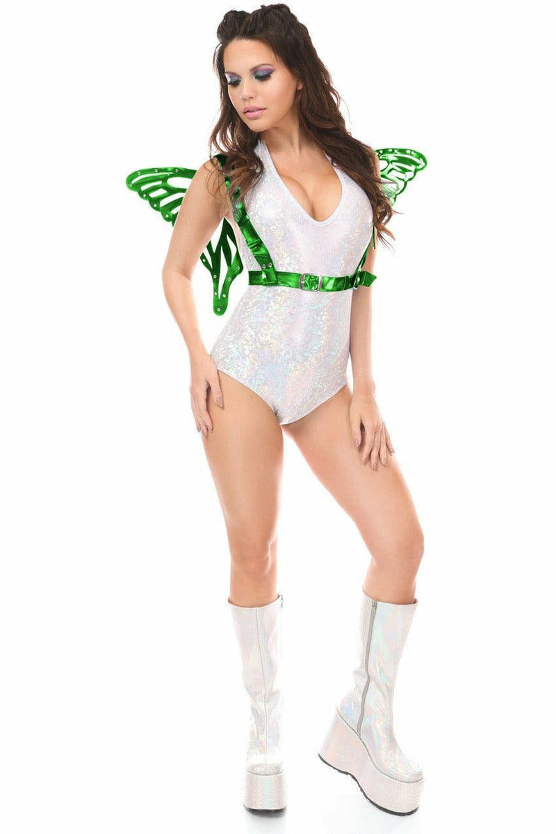 Green Holo Large Butterfly Wing Body Harness-Daisy Corsets