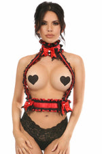 Kitten Collection Red/Black Lace Double Strap Body Harness-Daisy Corsets