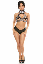 Kitten Collection White/Black Lace Bra Top Body Harness-Daisy Corsets