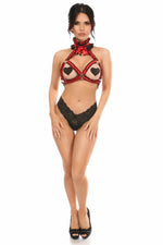 Kitten Collection Red/Black Lace Bra Top Body Harness-Daisy Corsets