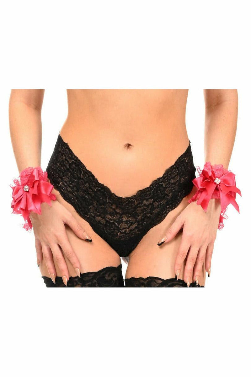 Kitten Collection Fuchsia Lace Wristlets (Set of 2)-Daisy Corsets