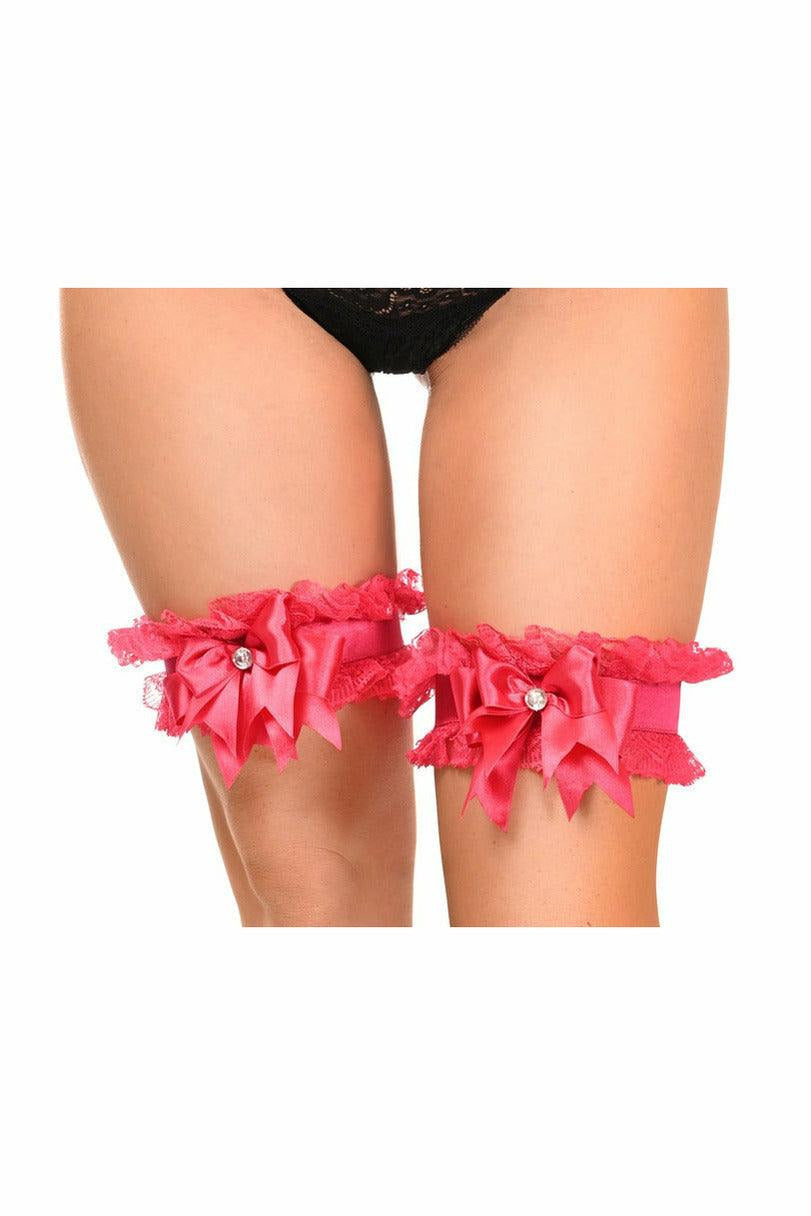 Kitten Collection Fuchsia/Fuchsia Lace Garters (set of 2)-Daisy Corsets