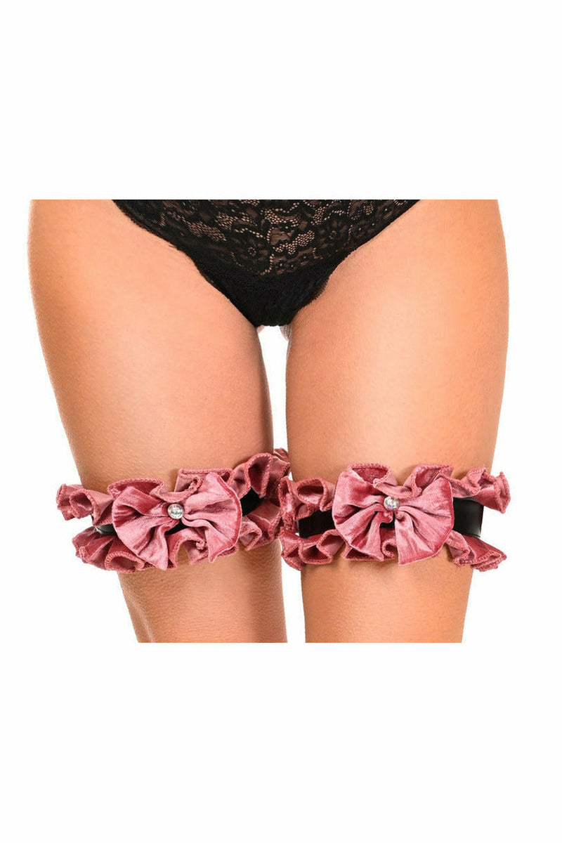 Kitten Collection Dusty Rose Velvet Leg Garters (Set of 2)-Daisy Corsets