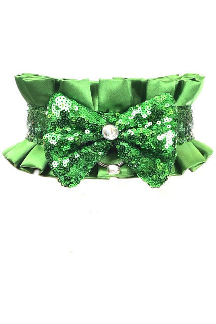 Kitten Collection Green Satin & Sequin Choker-Daisy Corsets