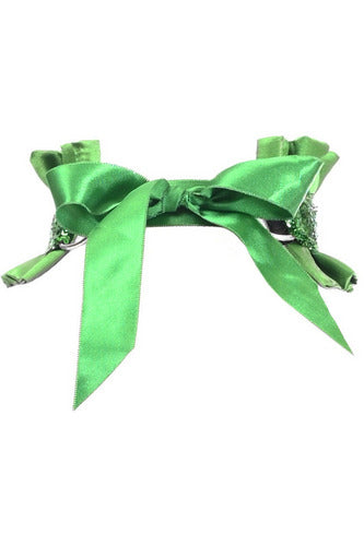 Kitten Collection Green Satin & Sequin Choker-Daisy Corsets