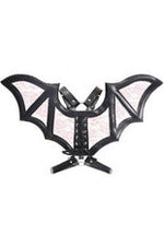 Black/Pink Faux Leather & Lace Wing Harness-Daisy Corsets