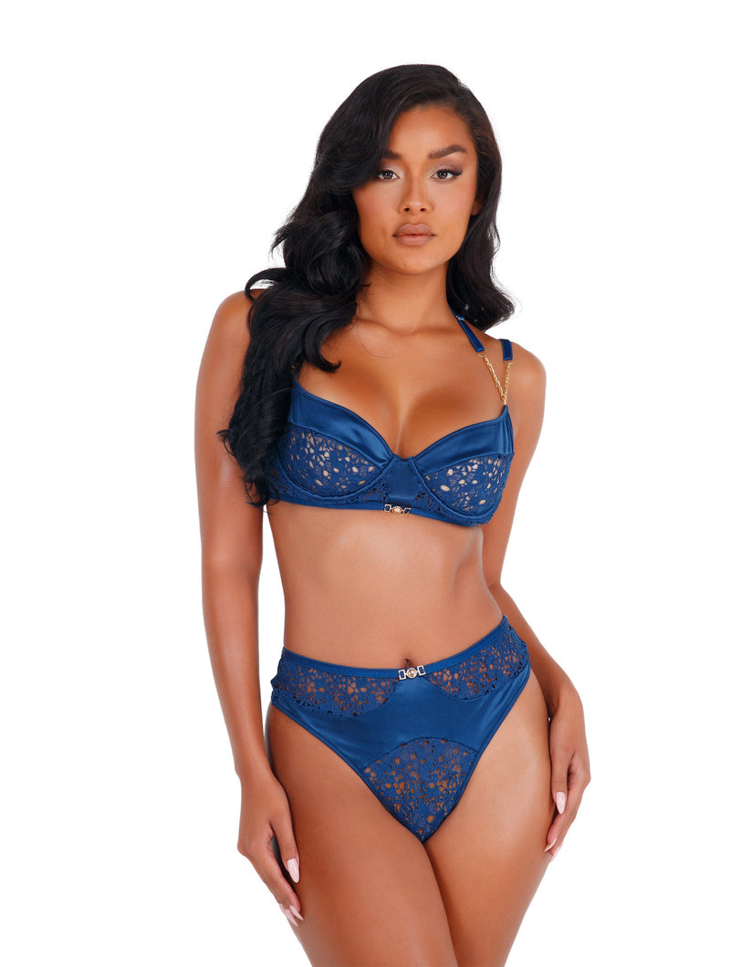 2pc Satin & Lace Bralette Set Roma Confidential-Roma Costume