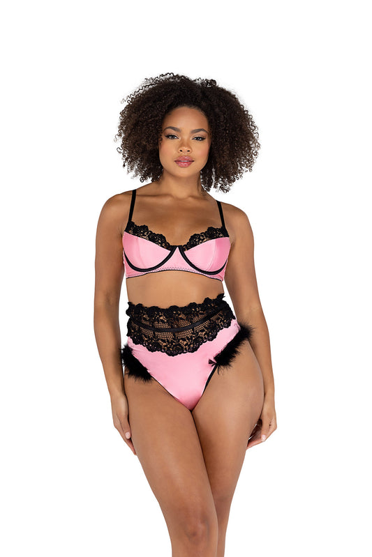 2PC Embroidery & Satin Bralette Set Roma Confidential-Roma Costume