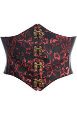 Lavish Black/Red Swirl Brocade Corset Belt Cincher w/Clasps-Daisy Corsets