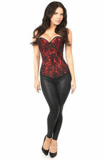 Lavish Red Lace Front Zipper Corset-Daisy Corsets