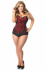 Lavish Red Lace Front Zipper Corset-Daisy Corsets