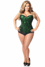 Lavish Green Lace Front Zipper Corset-Daisy Corsets