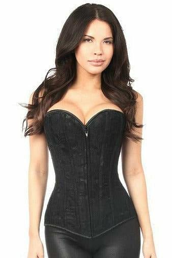 Lavish Black Lace Front Zipper Corset-Daisy Corsets