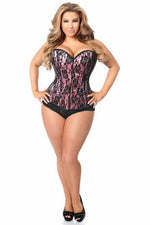 Lavish Pink Lace Front Zipper Corset-Daisy Corsets