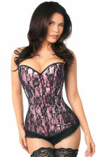 Lavish Pink Lace Front Zipper Corset-Daisy Corsets