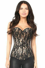 Lavish Tan Lace Front Zipper Corset-Daisy Corsets