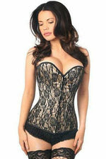 Lavish Tan Lace Front Zipper Corset-Daisy Corsets