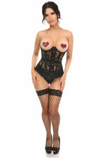 Lavish Black Sheer Lace Underwire Open Cup Underbust Corset-Daisy Corsets