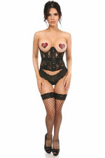 Lavish Sheer Black Lace Open Bust Underwire Short Underbust Corset-Daisy Corsets