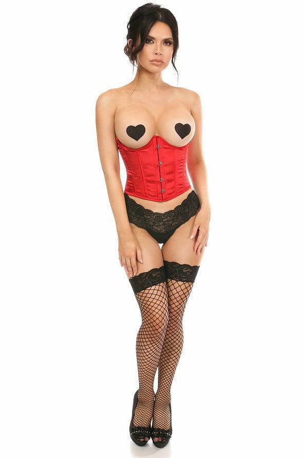 Lavish Red Satin Open Bust Underwire Short Underbust Corset-Daisy Corsets