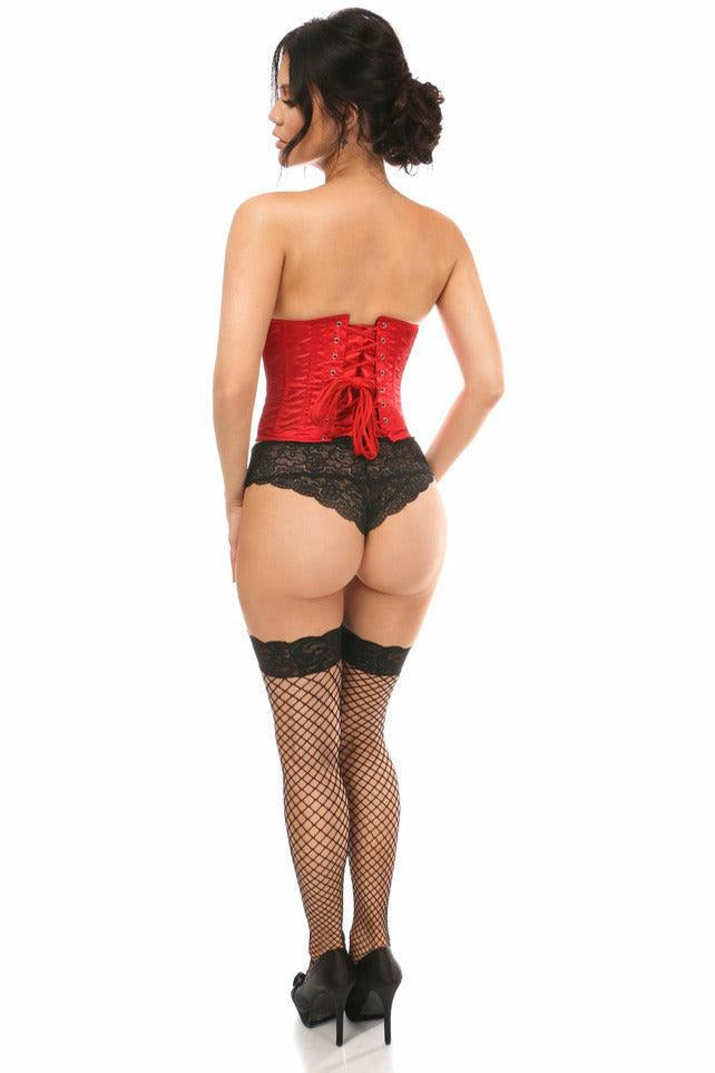 Lavish Red Satin Open Bust Underwire Short Underbust Corset-Daisy Corsets