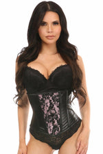 Lavish Wet Look Under Bust Corset Pink w/Lace Overlay-Daisy Corsets