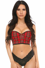 Lavish Red Plaid Underwire Short Bustier-Daisy Corsets