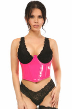 Lavish Neon Pink Patent Open Cup Underwire Waist Cincher-Daisy Corsets