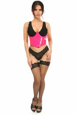 Lavish Neon Pink Patent Open Cup Underwire Waist Cincher-Daisy Corsets