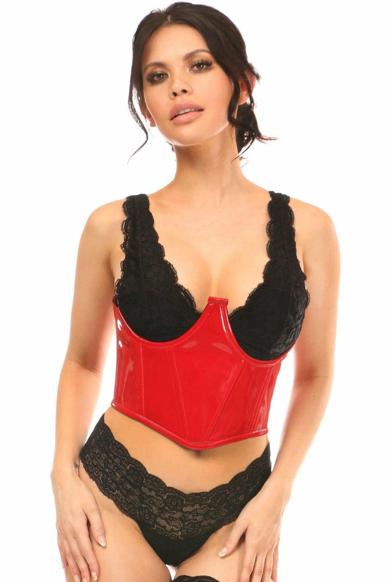 Lavish Red Patent Open Cup Underwire Waist Cincher-Daisy Corsets