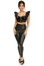 Lavish Black Patent Underwire Bustier Top w/Removable Ruffle Sleeves-Daisy Corsets