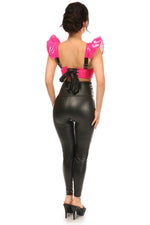 Lavish Hot Pink Patent Underwire Bustier Top w/Removable Ruffle Sleeves-Daisy Corsets