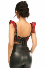 Lavish Red Plaid Underwire Bustier Top w/Removable Ruffle Sleeves-Daisy Corsets