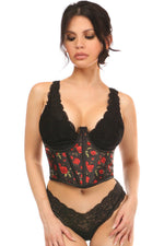 Lavish Red Roses Satin Open Cup Waist Cincher-Daisy Corsets