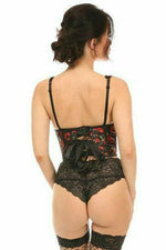 Lavish Red Roses Satin Open Cup Waist Cincher-Daisy Corsets