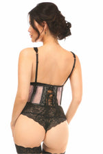 Lavish Lt Pink Fishnet Underwire Open Cup Waist Cincher-Daisy Corsets