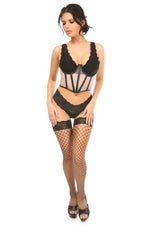 Lavish Lt Pink Fishnet Underwire Open Cup Waist Cincher-Daisy Corsets