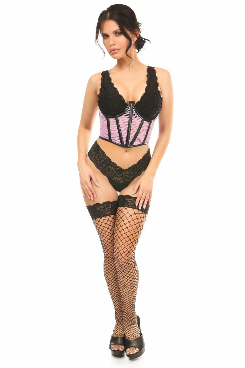 Lavish Lt Purple Fishnet Underwire Open Cup Waist Cincher-Daisy Corsets